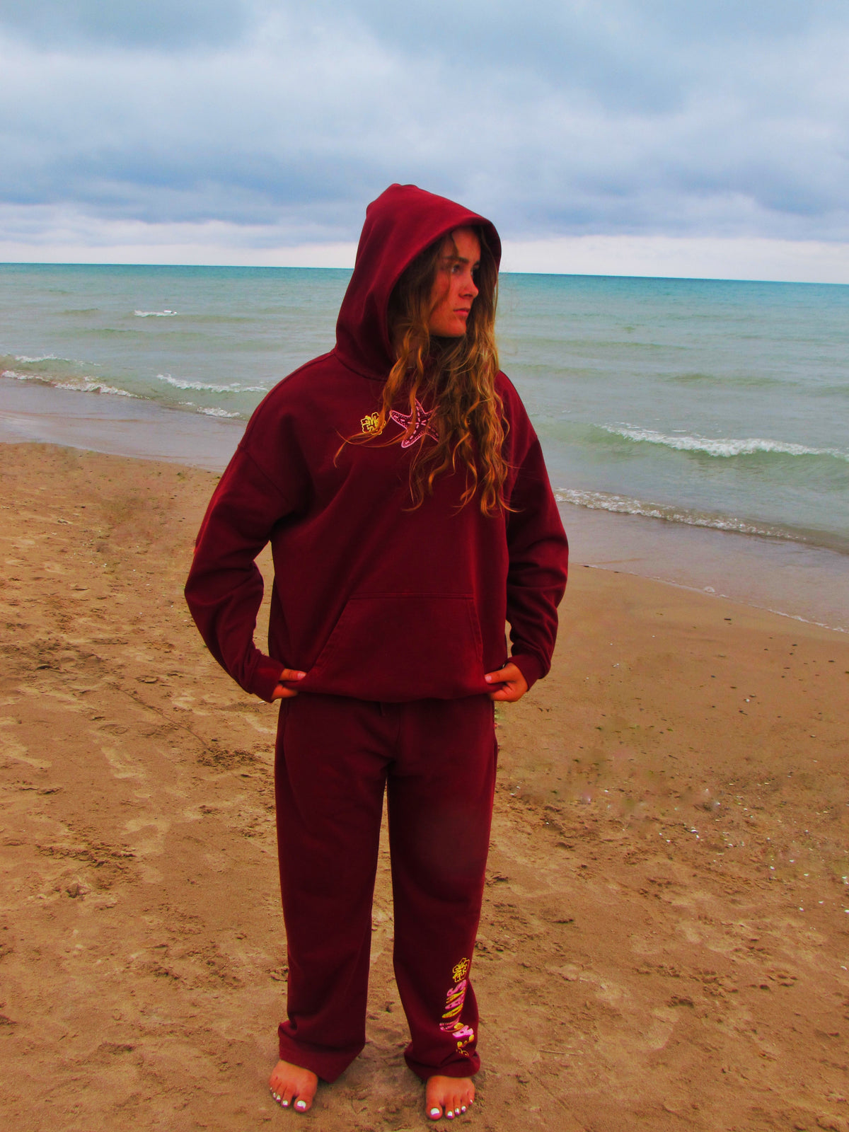 Beach days sweatpants in sunset bonfire