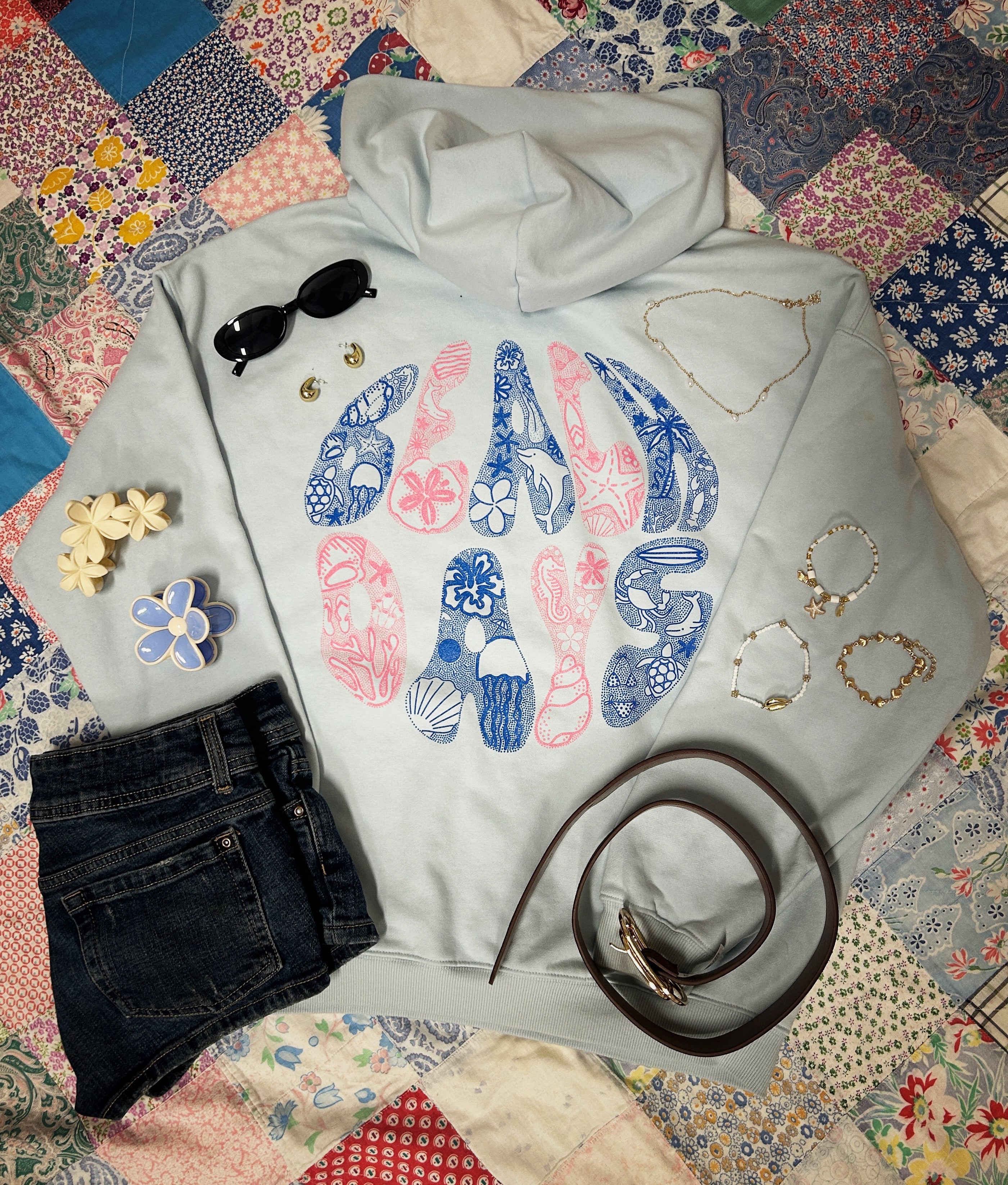 Beach days hoodie in sea breeze